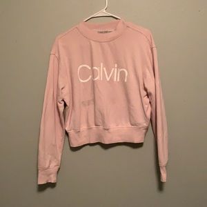 Distressed Calvin Klein crew neck cropped